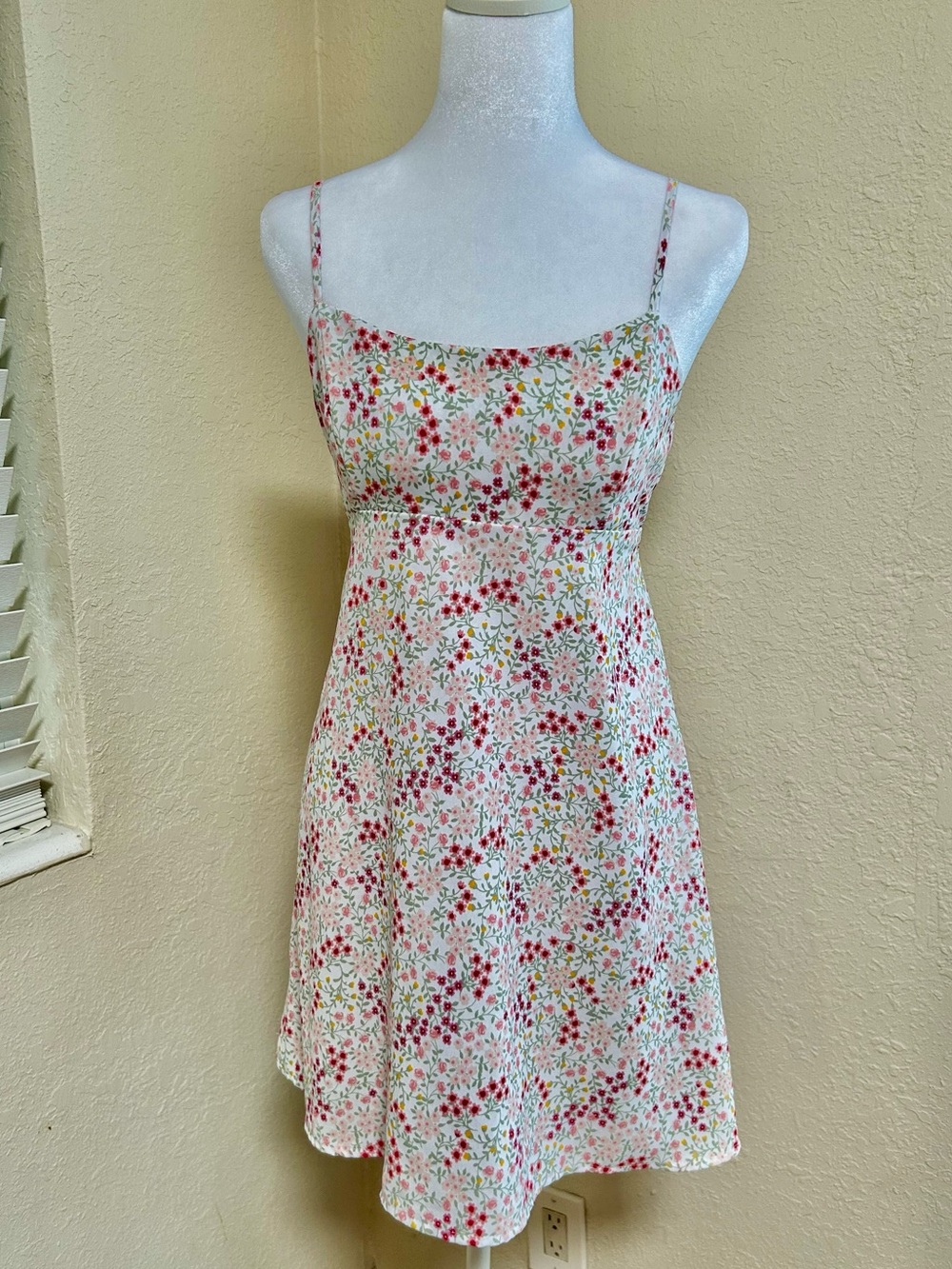 Altar’d State White Sundress with Pink & Green flowers 🌸